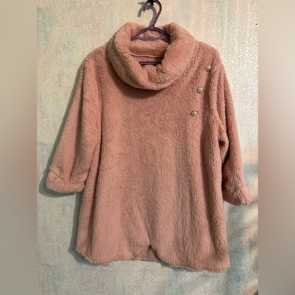 Source Unknown Plush Cowl Neck Sweater - Dusty Rose